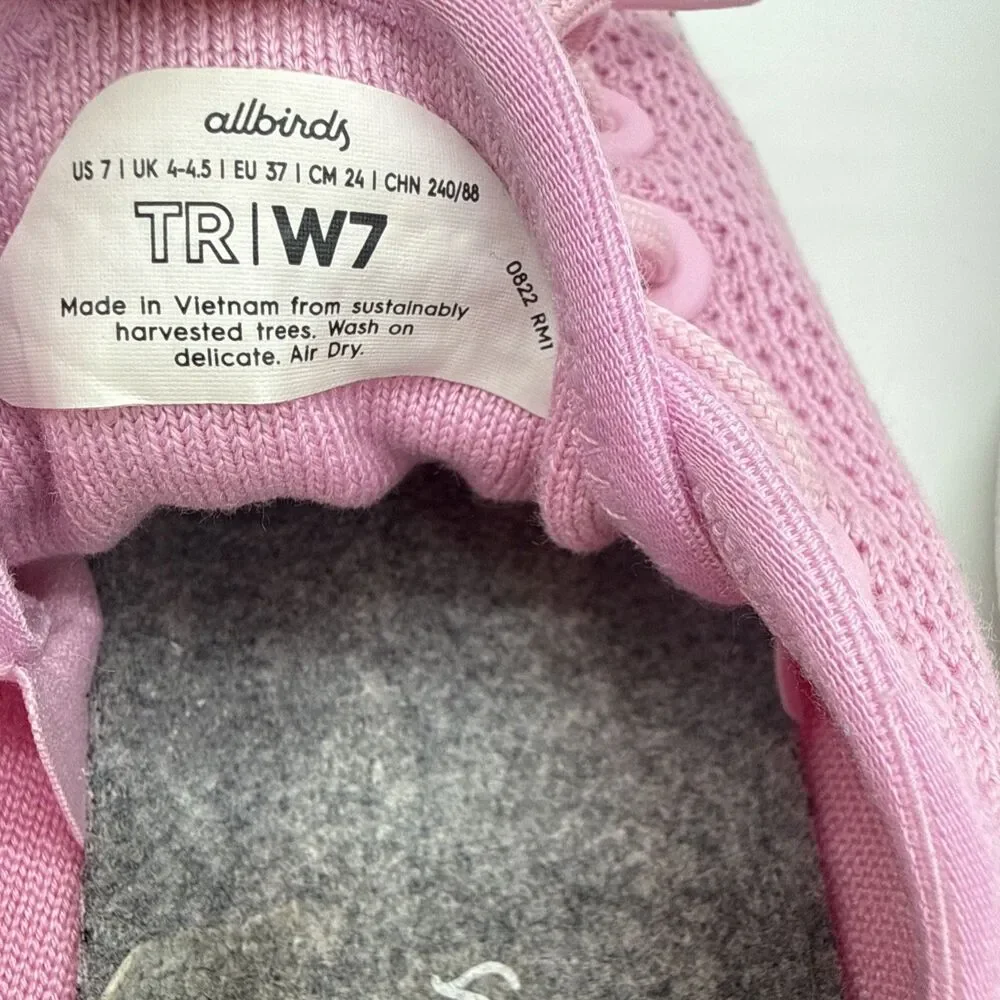 Allbirds Women’s Tree Dasher Tennis Shoes Trainers Size 7 Pink